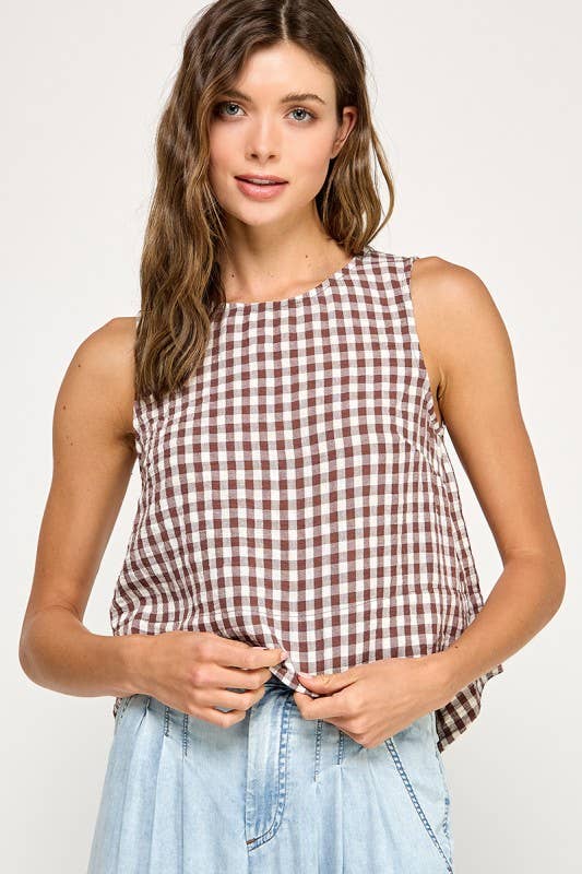 Gingham Linen Tank