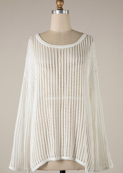 Soft open knit top - white
