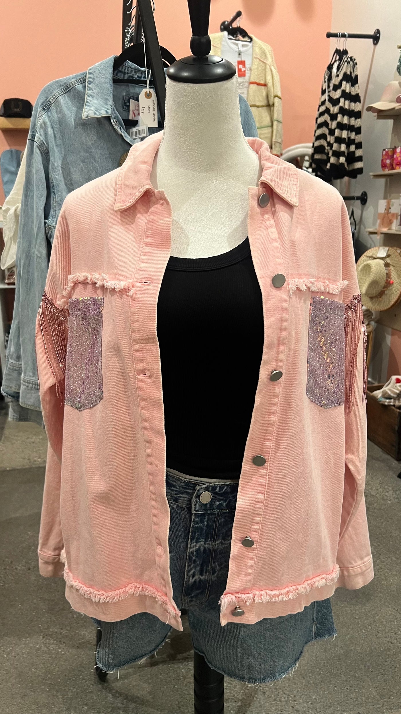 Pink Sequin Fringe Jacket