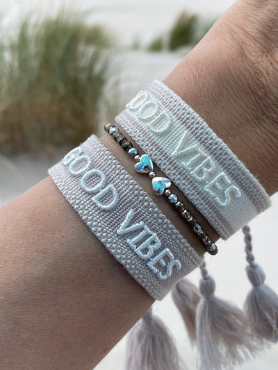 GOOD VIBES statement bracelet woven, embroidered