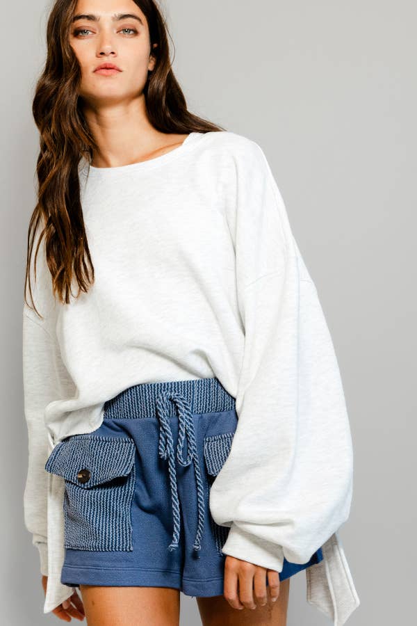 Side-Tie Raw Edge Sweatshirt