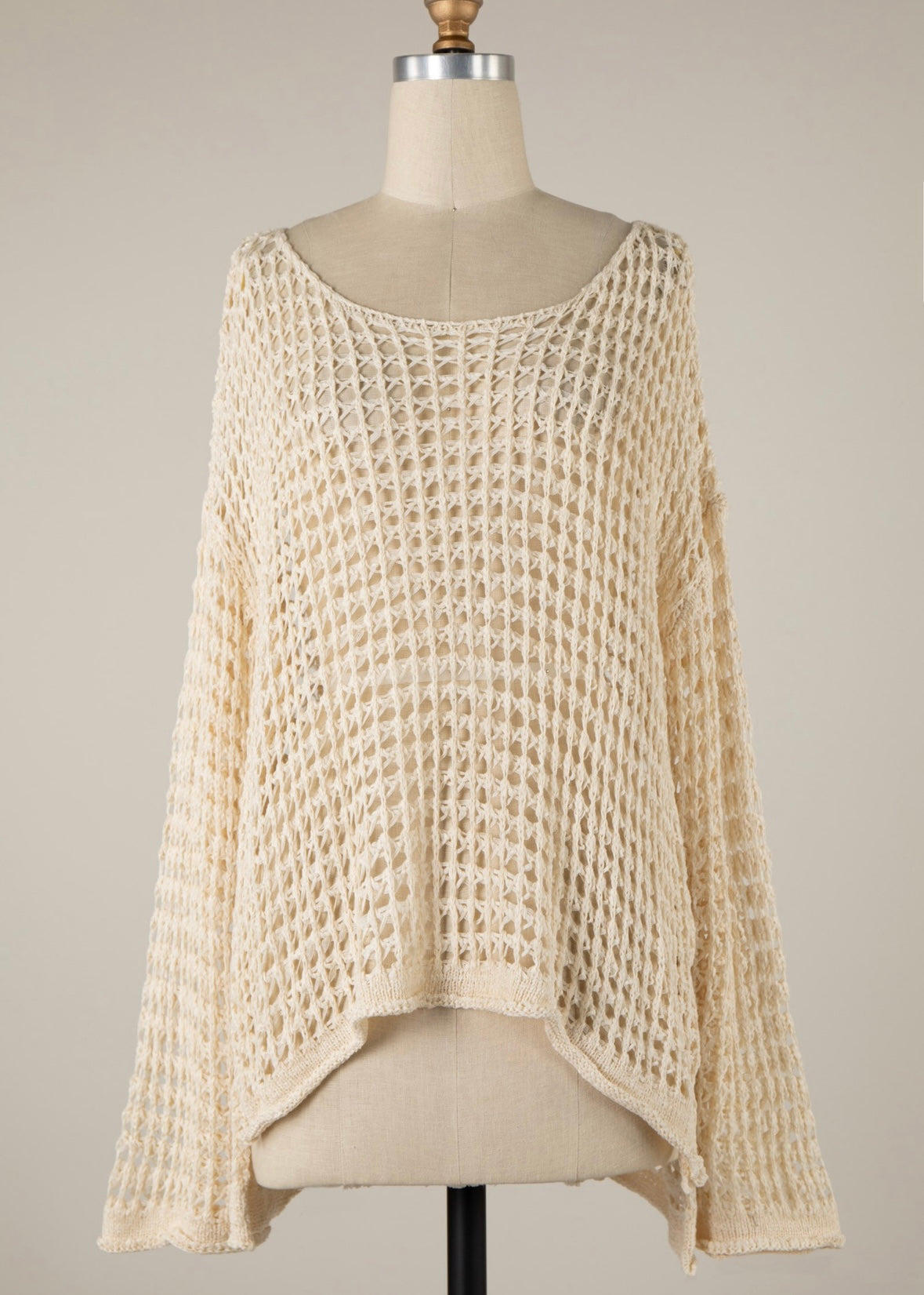 Soft open knit top - beige