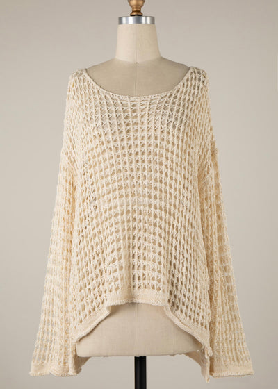 Soft open knit top - beige