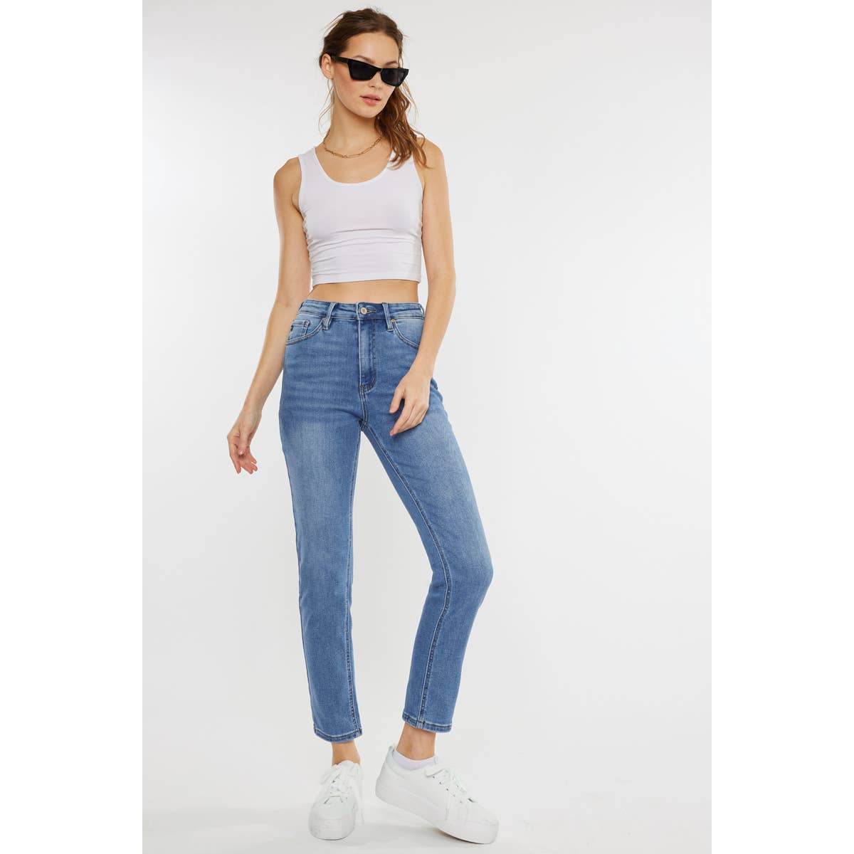 High rise slim stretch jeans