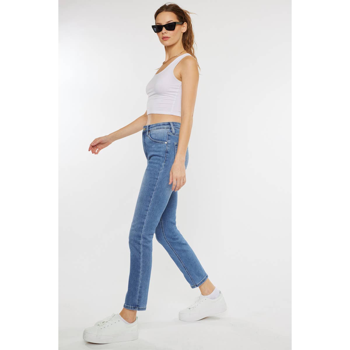 High rise slim stretch jeans