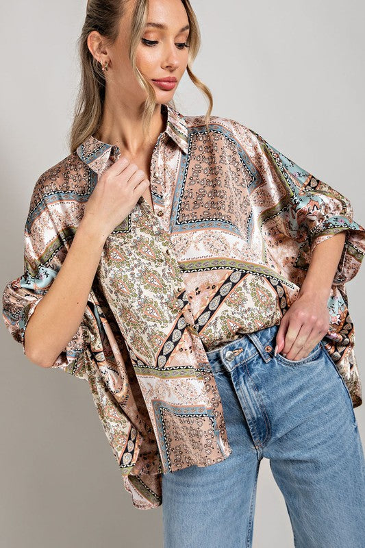 Printed Half Sleeve Blouse Top - ONLINE ONLY