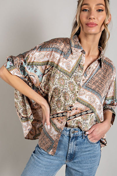 Printed Half Sleeve Blouse Top - ONLINE ONLY