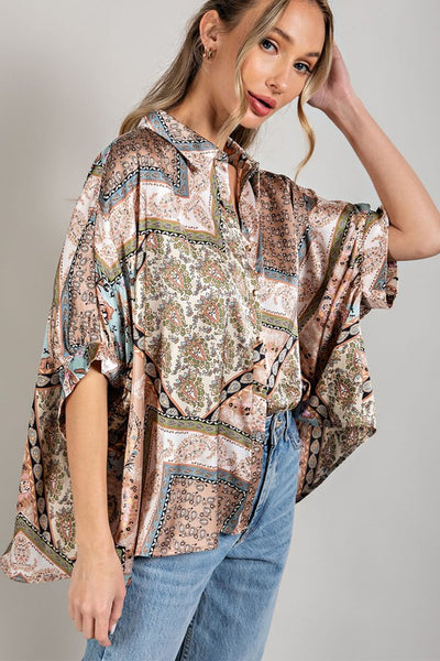 Printed Half Sleeve Blouse Top - ONLINE ONLY