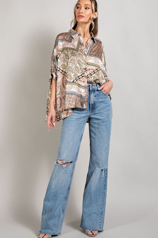 Printed Half Sleeve Blouse Top - ONLINE ONLY