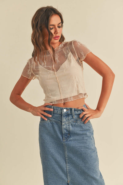 short sleeve lace top