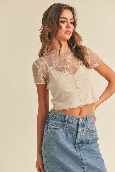 short sleeve lace top