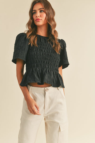 smocked ruffle top