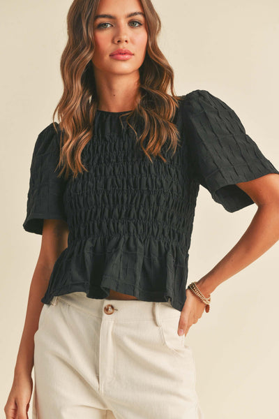 smocked ruffle top