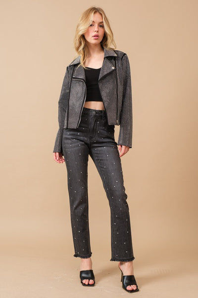 Crystal Stretch Moto Jacket - ONLINE ONLY