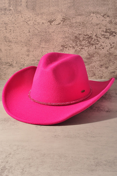 bling band cowgirl hat - hot pink