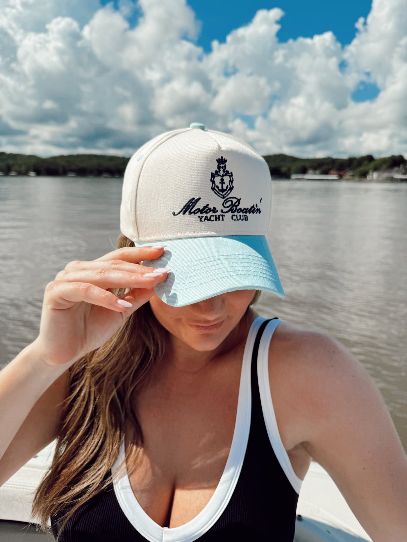 Motor Boatin' Yacht Club - Baby Blue Vintage Trucker Hat