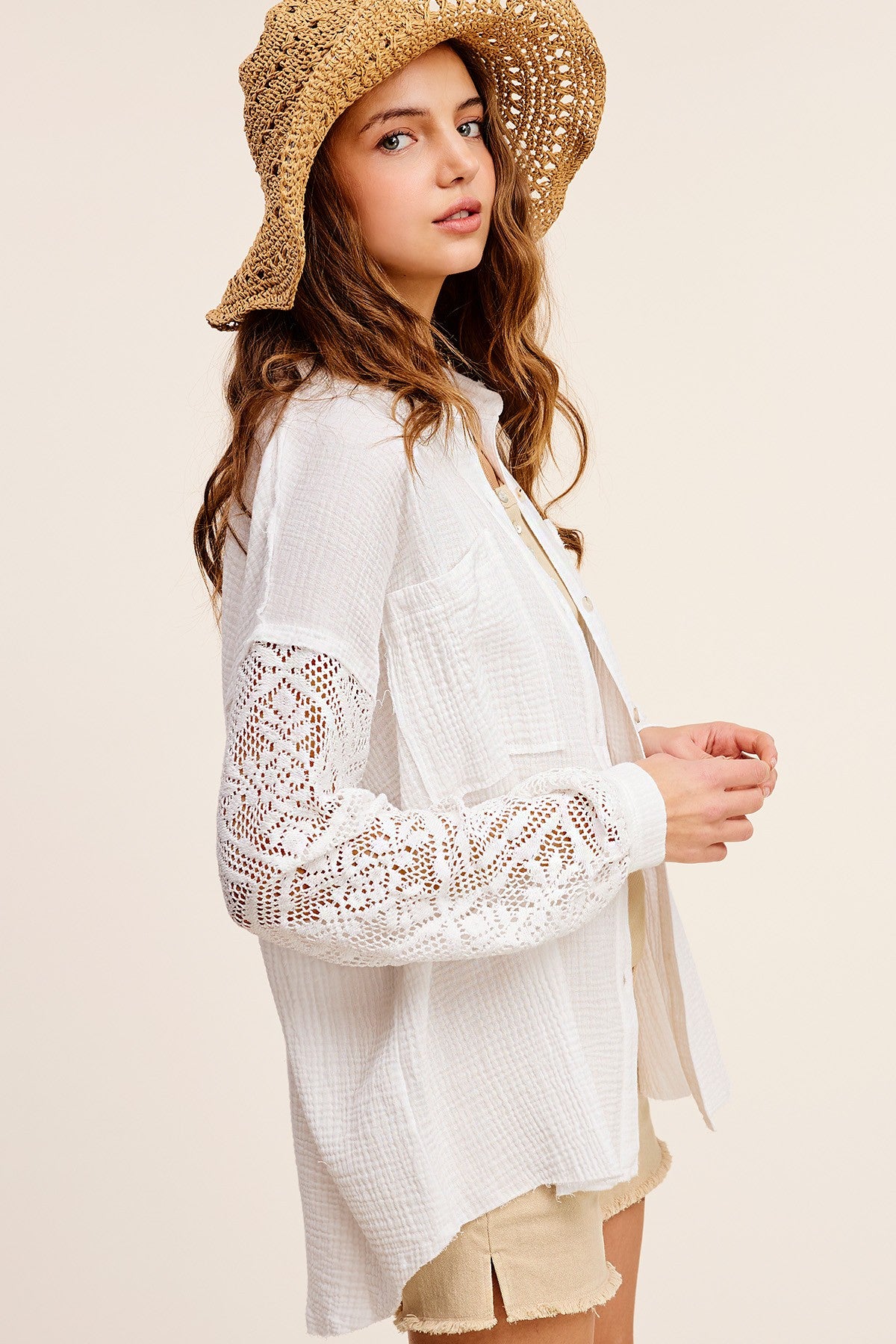 White gauze top