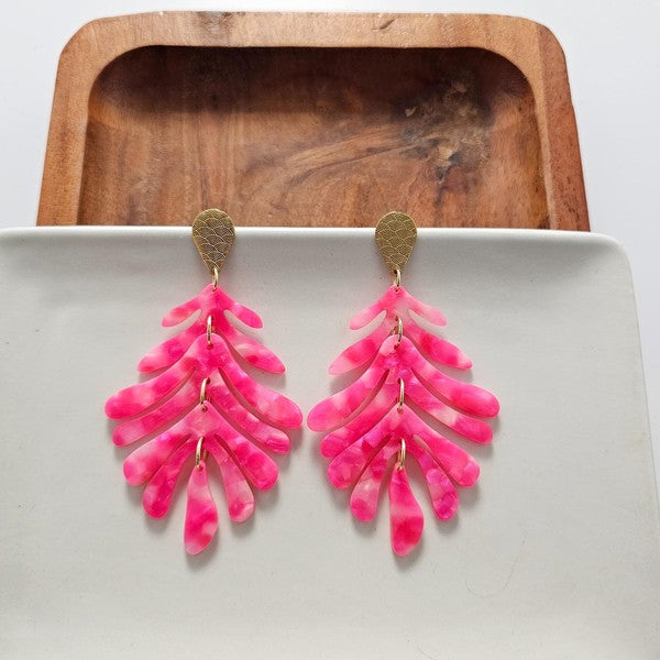 Palm Earrings - Hot Pink - ONLINE ONLY