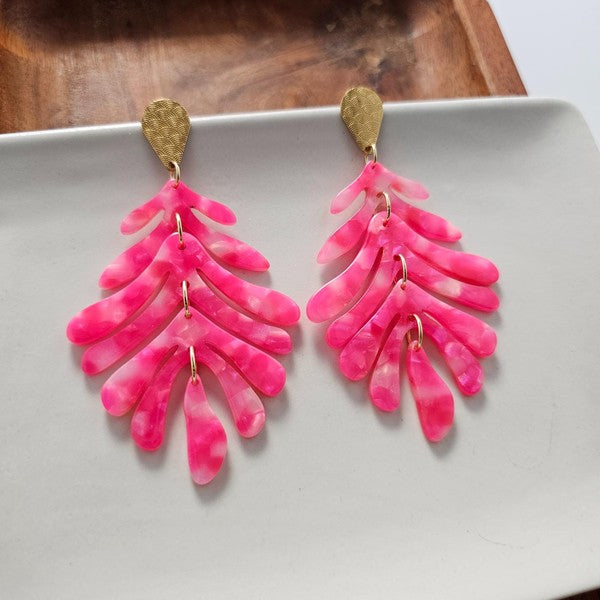 Palm Earrings - Hot Pink - ONLINE ONLY