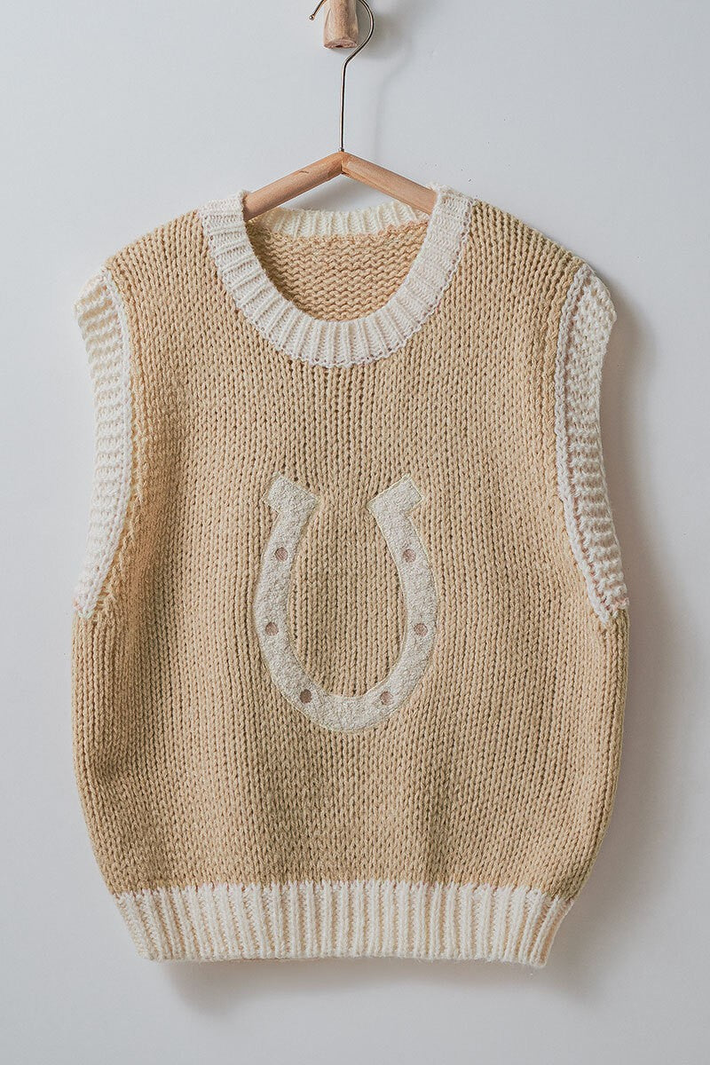 The Woven Horseshoe Sweater Vest in Mocha