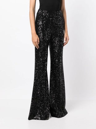 Sequin Flared Pant - Black