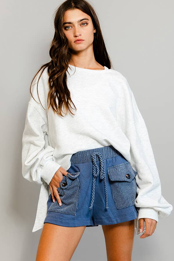 Side-Tie Raw Edge Sweatshirt