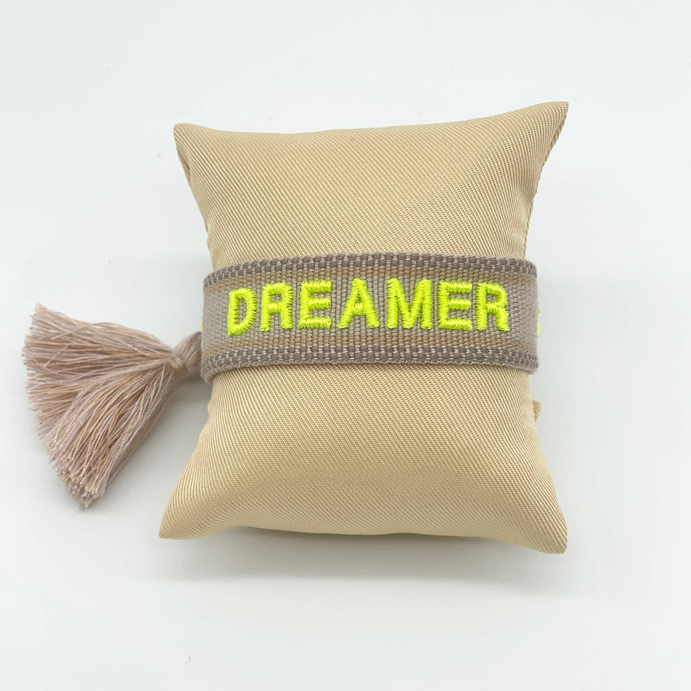 DREAMER statement bracelet woven, embroidered