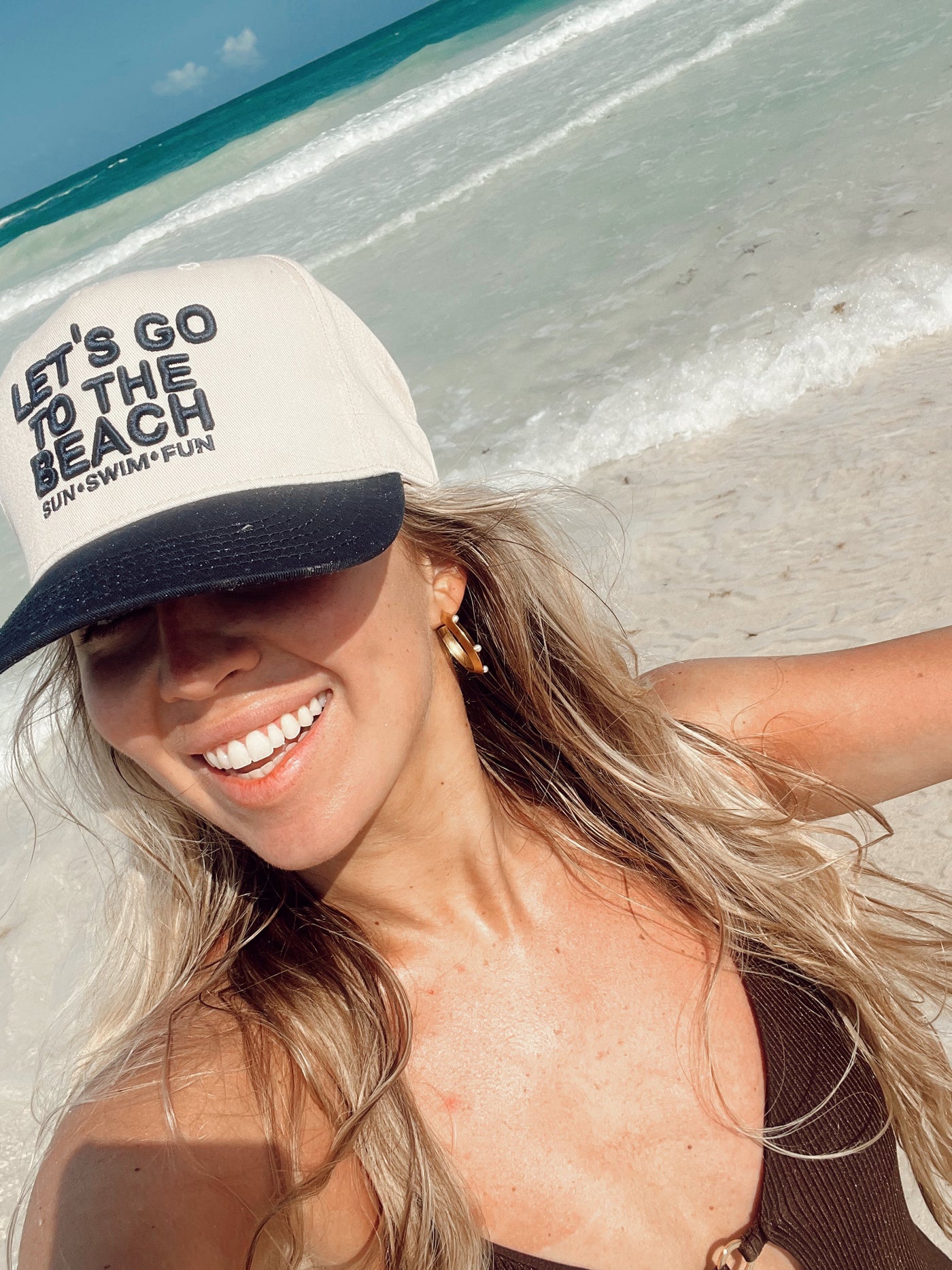 Let's Go To The Beach - Navy Vintage Trucker Hat