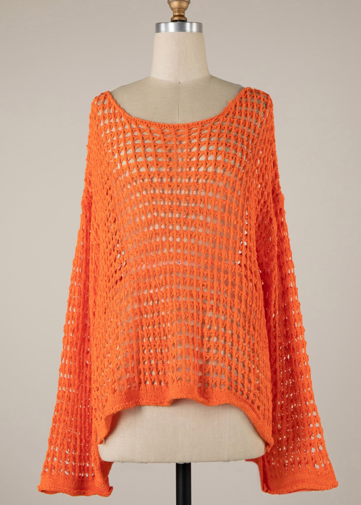 Soft open knit top - orange