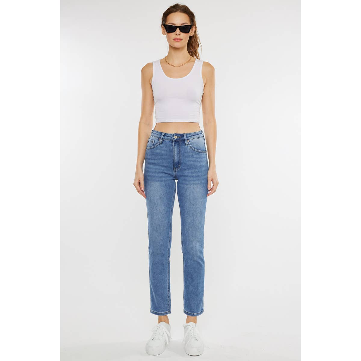 High rise slim stretch jeans