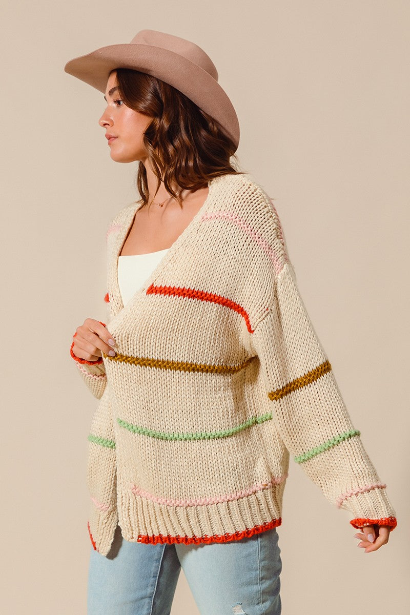 Stripe Open Cardigan