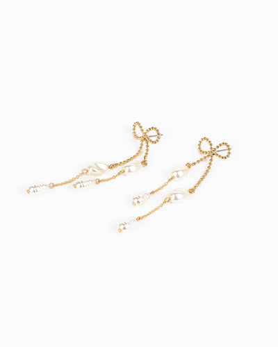 The Ally Bow Pearl Drop Earrings