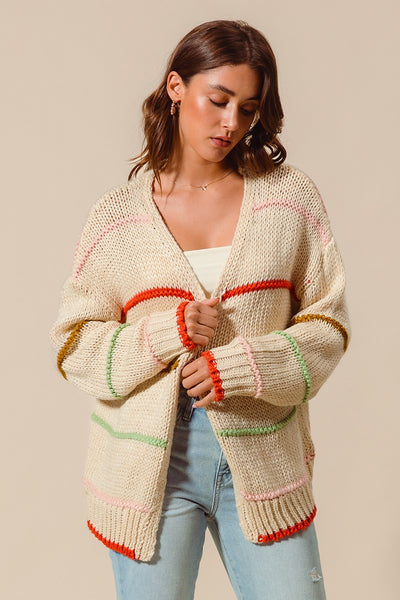 Stripe Open Cardigan