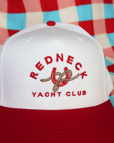 Redneck Yacht Club Red Embroidered Hat