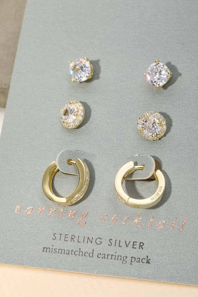Sterling Silver Rhinestone Earrings Set