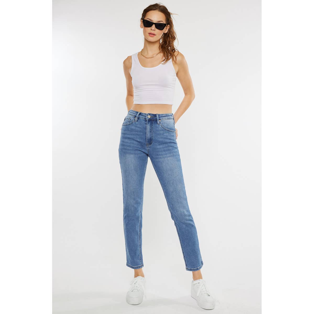 High rise slim stretch jeans