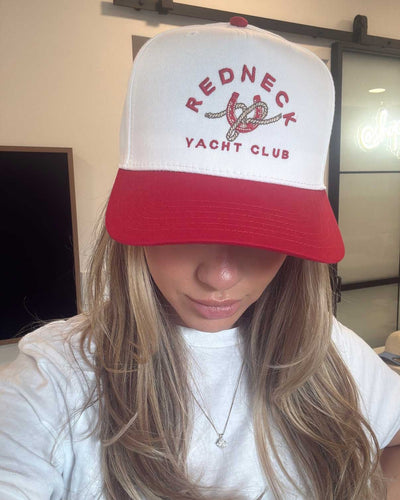 Redneck Yacht Club Red Embroidered Hat