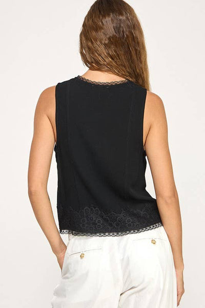 Lace Trim Front Tie Cami Top