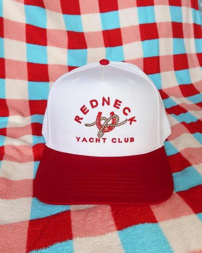 Redneck Yacht Club Red Embroidered Hat