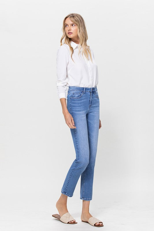 High Rise Stretch Crop Slim Straight - ONLINE ONLY