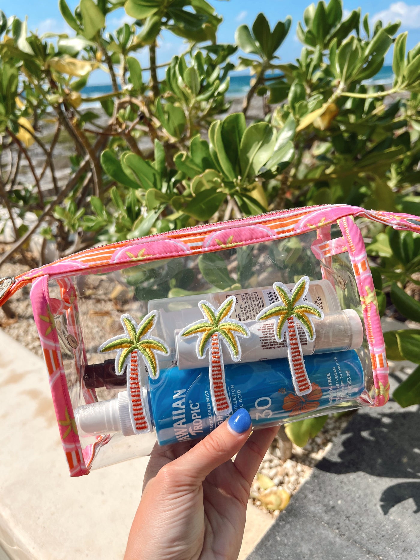 3 Pink Palm Trees - Snap Clear Pouch