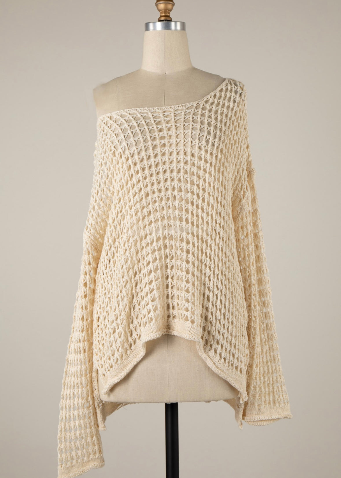 Soft open knit top - beige