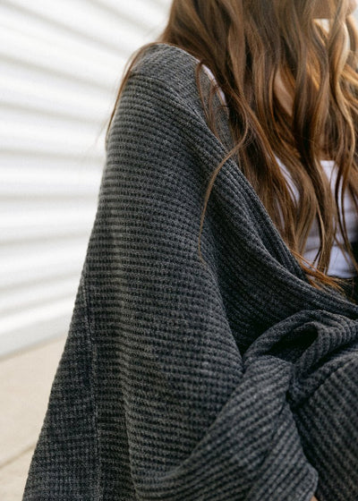 Charcoal Waffle Cardigan