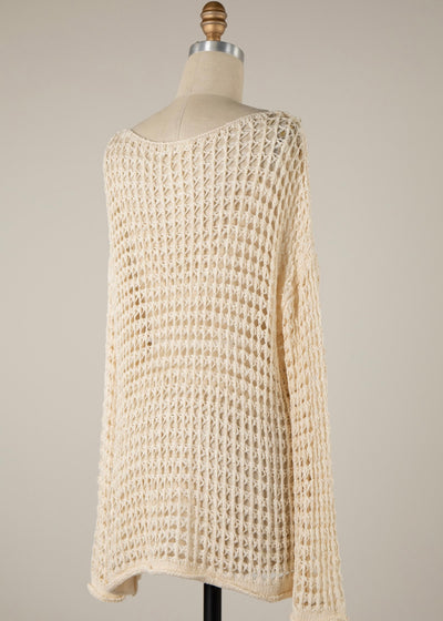 Soft open knit top - beige