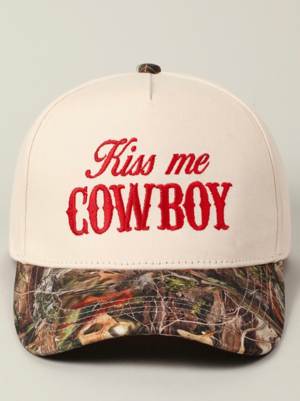 The Kiss Me Camo Hat- red