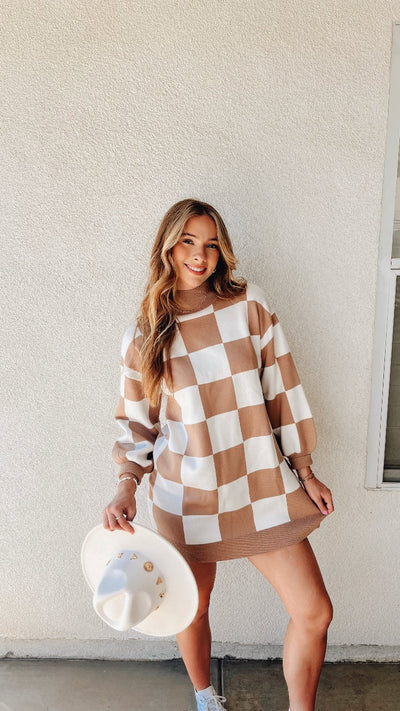 Checkered sweater dress
