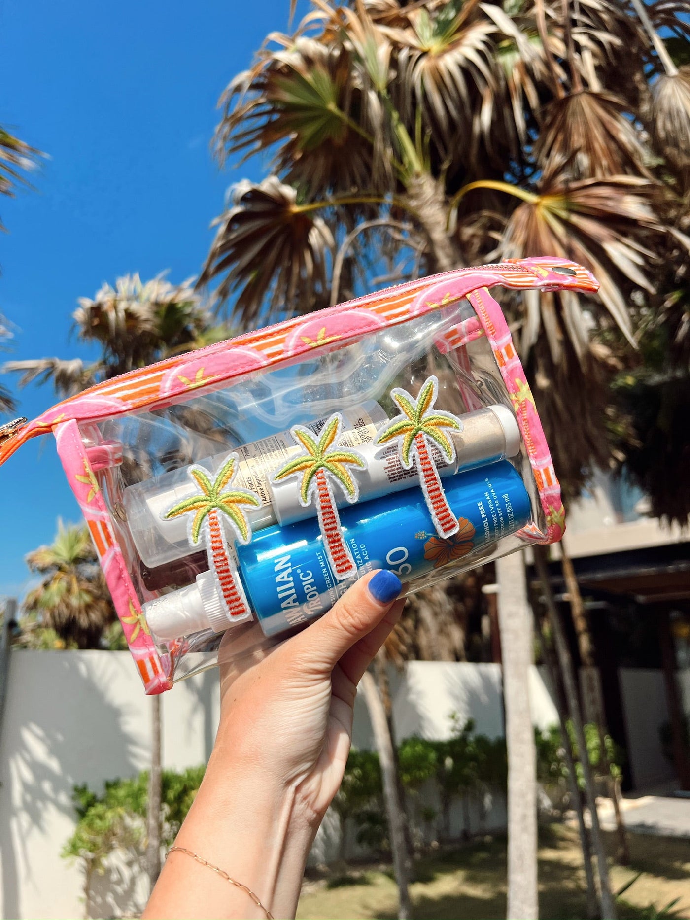 3 Pink Palm Trees - Snap Clear Pouch