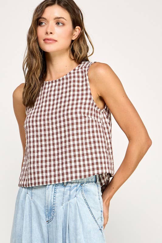 Gingham Linen Tank