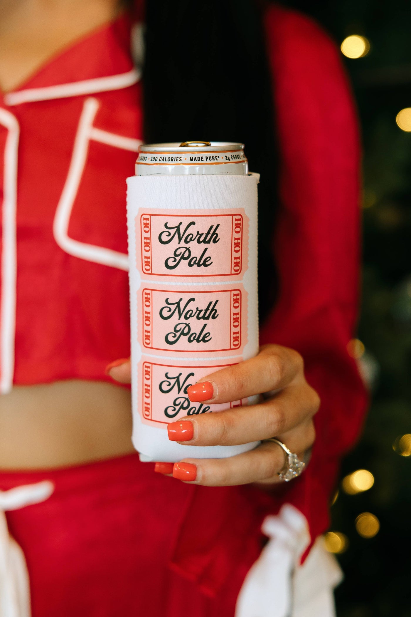 North Pole Admit One Holiday Can Cooler- Christmas