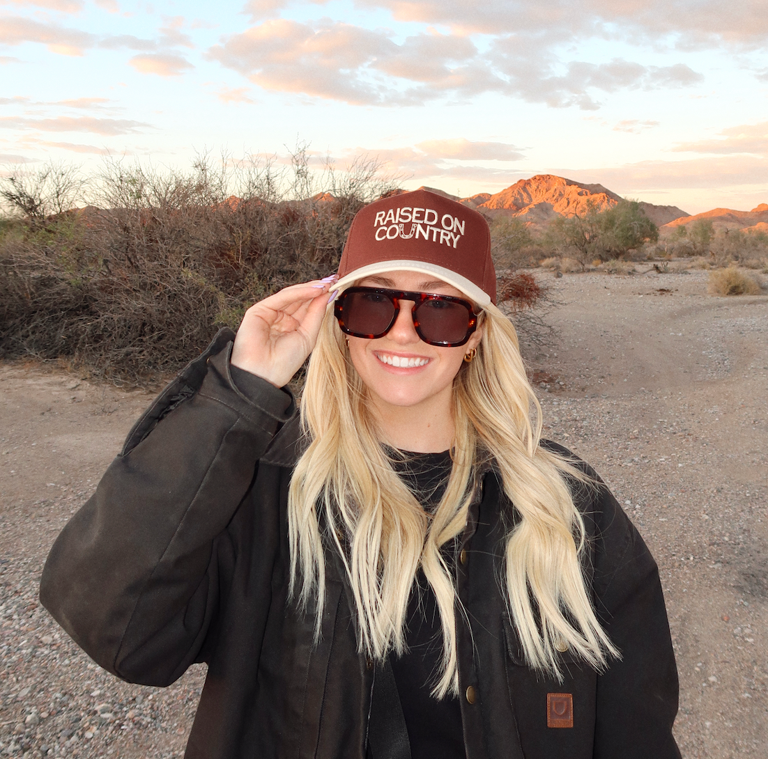 Raised On Country Embroidered Hat Brown/Cream